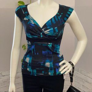 NWT Le Chateau Multicoloured Fitted V-Neck Top